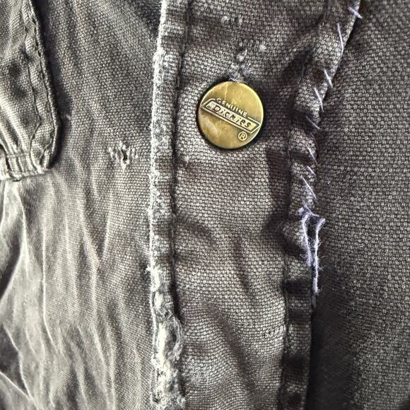 Vintage Dickies Coat Hoodie Men Large Denim Cotton Black Full Zip Snap Closure - Picture 5 of 10